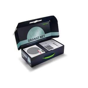 Image produit FESTOOL - Abrasif 'Granat NET'- &Oslash; 150 mm - Kit de D&eacute;marrage (Bo&icirc;te contenant 60 pcs + 1 Coussinet de Protection)