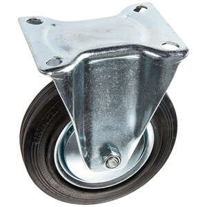 Image produit Roulette Caoutchouc &Oslash; 160mm fixe - Charge max 150kg - Hauteur tot. 195mm - Plateau 135 x 110 mm