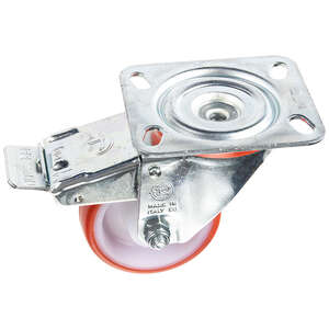 Image produit Roulette Polyam. bande Polyur&eacute;th. &Oslash; 80mm pivot.frein - Charge max 120kg - Hauteur tot.107mm - Plateau 100 x 85 mm