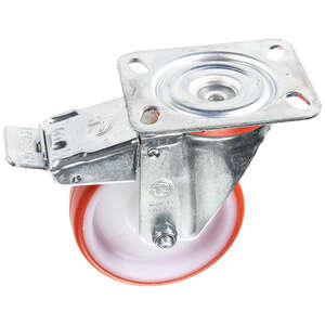 Image produit Roulette Polyam. bande Polyur&eacute;th. &Oslash; 100mm pivot.frein - Charge max 170kg - Hauteur tot.128mm - Plateau 100 x 85 mm