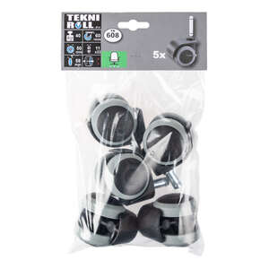 Image produit Roulettes doubles &Oslash; 50mm sur tige 11x22mm pour chaises de bureau - Charge max 40kg - Hauteur tot. 80mm (12 pi&egrave;ces)