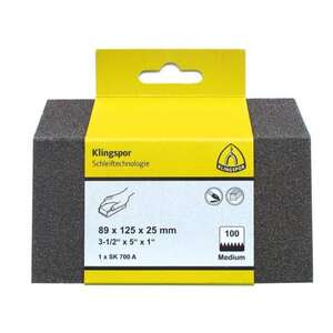 Image produit KLINGSPOR - Bloc &agrave; poncer - pour Peinture / Bois - SK 700 A - 89 x 125 x 25 mm - Grain (de 60 &agrave; 220)