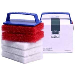 Image produit Rubio&reg; Monocoat - Scrubby Set: support + pads Rouge & Blanc (5 pi&egrave;ces)