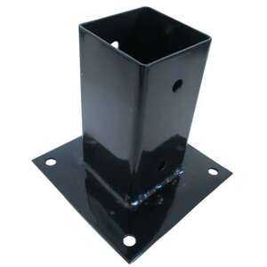 Image produit Socle de Poteau sur platine - Pour Poteau 70 x 70 / 90 x 90 / 120 x 120 mm mm - Acier Galvanis&eacute; laqu&eacute; noir