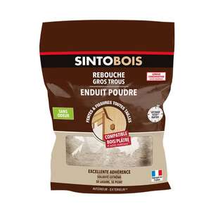 Image produit SINTOBOIS - Rebouche gros trous et fissures - Enduit en poudre - Bois clair (1Kg)