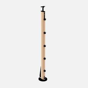 Image produit Kordo - Poteau pour Garde-corps HESTA - H&ecirc;tre + Accessoires en Noir - Pose &agrave; plat