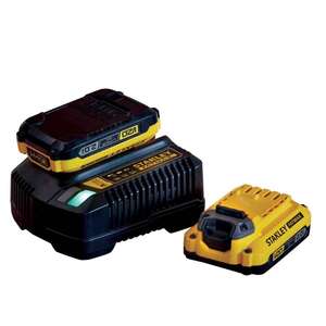 Image produit STANLEY V20 - Set Chargeur + 2 Batteries - 18V 2.0Ah l Ion - SFMCB12D2-QW