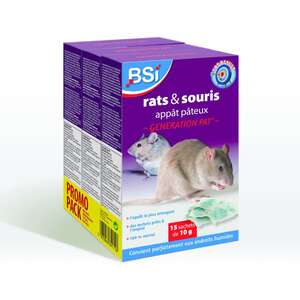 Image produit BSI - Pi&egrave;ges &agrave; Souris et Rats - en P&acirc;te pour Endroits HUMIDES - (15 sachets de 10 g)